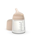 Suavinex, Biberon Anti-Coliche Zero Zero, con Tettarella a Flusso Adattabile (A), Silicone, per Bambini +0 Mesi e Neonati, Allattamento Latte Materno e Formula, 180 ml, Light