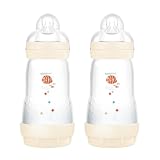 MAM Biberon Easy Start Anticolica, in Set da 2, con Tettarella in Silicone SkinSoftTM, 2+ Mesi, 260 ml, Neutro