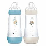 mam - Confezione da 2 biberon Easy Start Anti-Colica 4+ mesi a flusso rapido (2 x 320 ml) Oceano + Sabbia - Biberon per ridurre le coliche e il disagio del bambino - Biberon per bambini compatibile