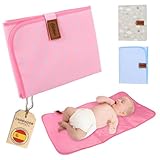 Bebesar® Fasciatoio per bebè portatile impermeabile – fasciatoio pieghevole imbottito – fasciatoio da viaggio (stelle rosa)
