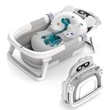 Vaschetta Bagnetto Neonato,Vasca da Bagno Pieghevole con Cuscino Bagnetto Neonato Elementi Essenziali per i Neonati Vaschetta Bagnetto Bambini per Neonati e Bambini da 0 a 24 Mesi