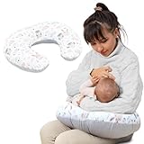 Totsy Baby Piccolo cuscino per allattamento Velluto 130 cm - Cuscino per allattamento compatto piccolo cuscino per allattamento Nursing Breastfeeding Pillow per viaggiare Sonno Gufi Grigi