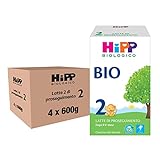 HiPP - Latte 2 di Proseguimento Bio, Latte in Polvere per Neonati, Indicato dal 6° Mese Compiuto, 4 Confezioni da 600 gr