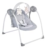 Chicco Relax&Play Altalena Elettrica Neonato da 0 Mesi a 9 Kg, Sdraietta Regolabile e Dondolo Automatico in 5 Velocità, Barra Giochi con 12 Melodie, 2 Peluches Rimovibili, Chiusura Compatta, Grigio