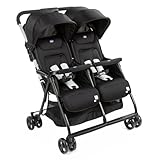 Chicco OHlalà Twin Passeggino Gemellare Doppio da 0 Mesi a 15 kg, Passeggino Leggero Reclinabile e Pieghevole, Chiusura Compatta, Poggiagambe Regolabili, Parapioggia e Capottina Estendibile, Nero