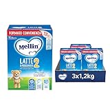 MELLIN 2 - Latte di Proseguimento in Polvere per Neonati dal 6° Mese Compiuto al 12° - Confezione da 3600 grammi (3 x 1200g)