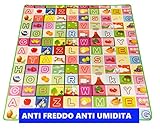 Tappeto Gioco Bambini, Tappeto Neonato, Misure 200x180 cm Con Lato Isolante Termico, Antitrauma, e morbidissimo, Tappeto Da Cameretta, con Disegni, Numeri e Colori