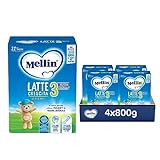 MELLIN 3 - Latte di Crescita in Polvere per Bambini - dal 1° al 2° anno - Confezione da 3200 grammi (4 pezzi da 800g)