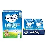 MELLIN 1 - Latte in Polvere per Lattanti - dalla nascita al 6° Mese - Confezione da 3200 grammi (4 confezioni da 800g)
